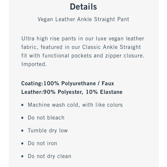 A&F Vegan Leather Ankle Straight Pant - Picture 8 of 12